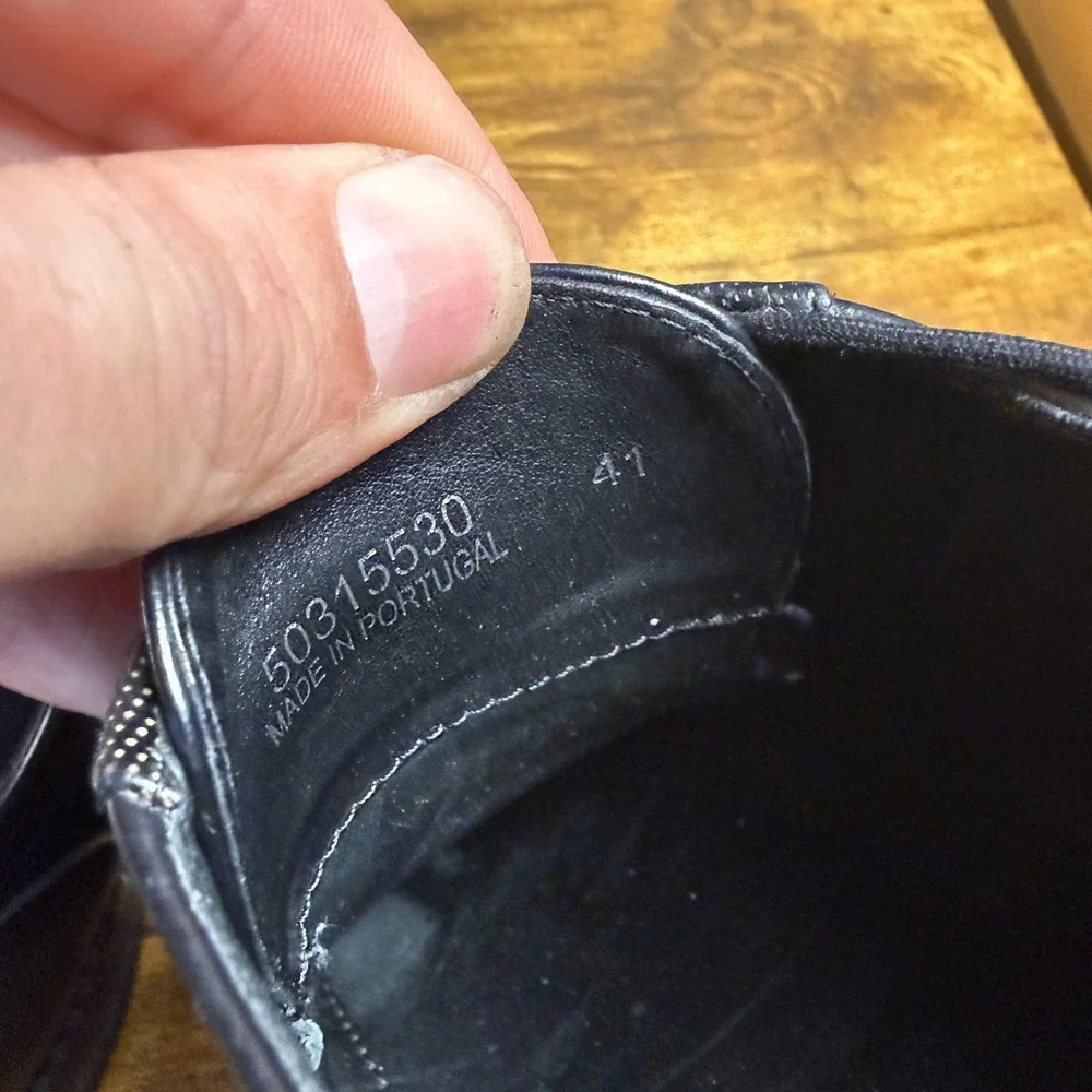 HUGO Boss 50315530 Black Leather Derby Dress Shoes Mens 41 US 8